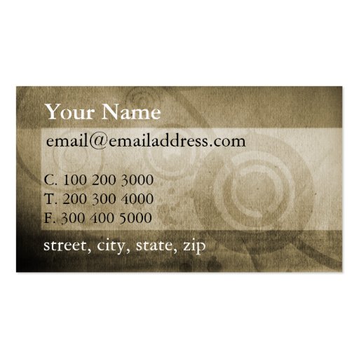 Business Card: Tan Grunge (back side)