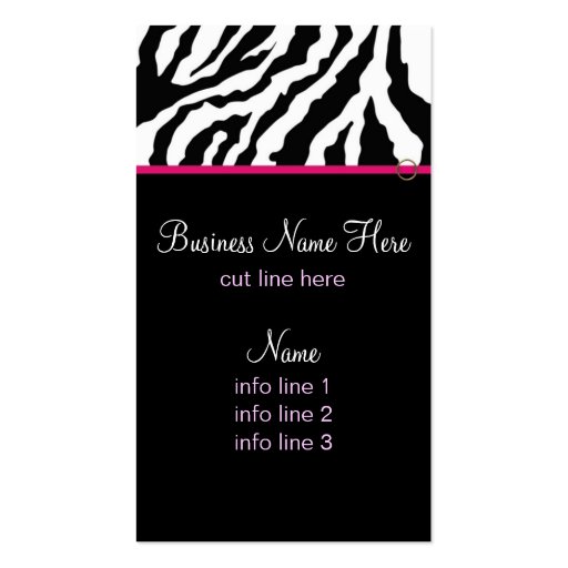 Business Card Template **Bold Zebra Print (front side)