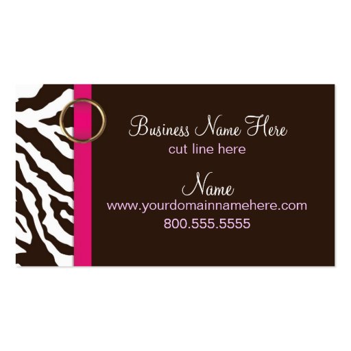 Business Card Template **Brown Zebra Pattern (front side)