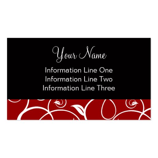 Business Card Template **Curly Vines Crimson Black (front side)