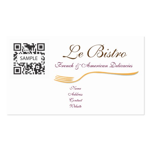 Business Card Template Fine Dining French