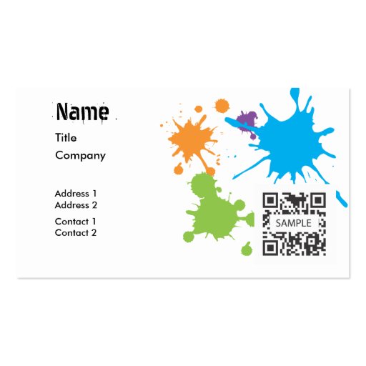 Business Card Template Generic Paint Splatter Zazzle