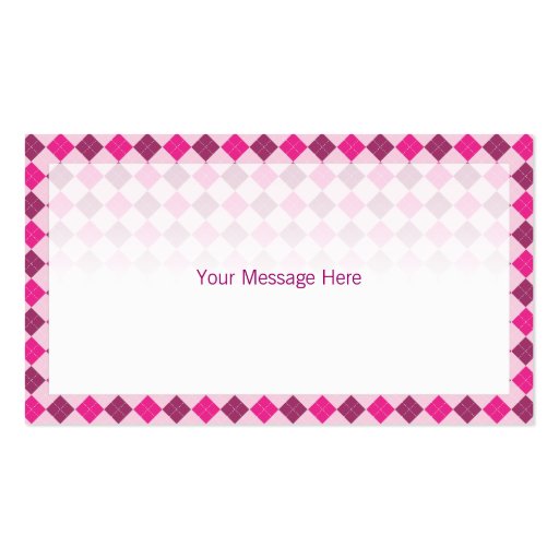 Business Card Template Generic Pink Argyle (back side)