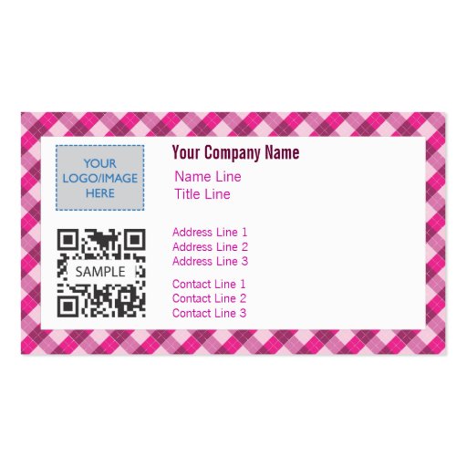 Business Card Template Generic Pink Argyle 2