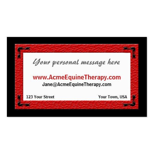 Business Card Template Horse Related Business (back side)