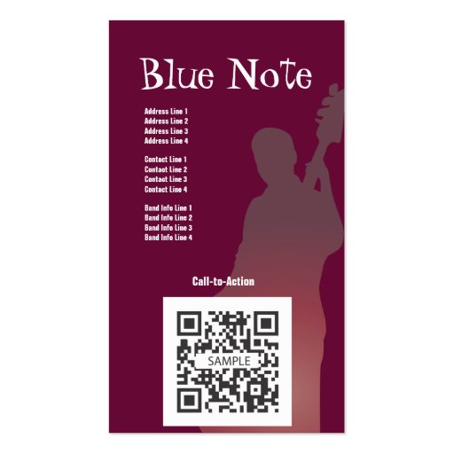Business Card Template Jazz Band (back side)