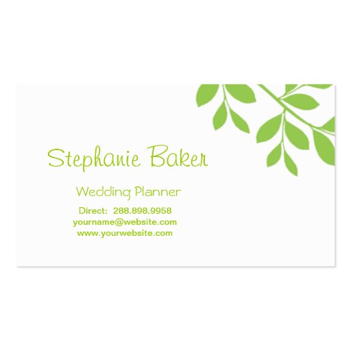 Business Card Tree Branch Wedding Planner green (back side)