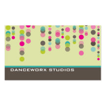 BUSINESS CARD trendy disco spots green pink aqua