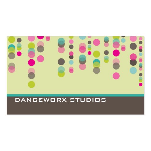 BUSINESS CARD trendy disco spots green pink aqua