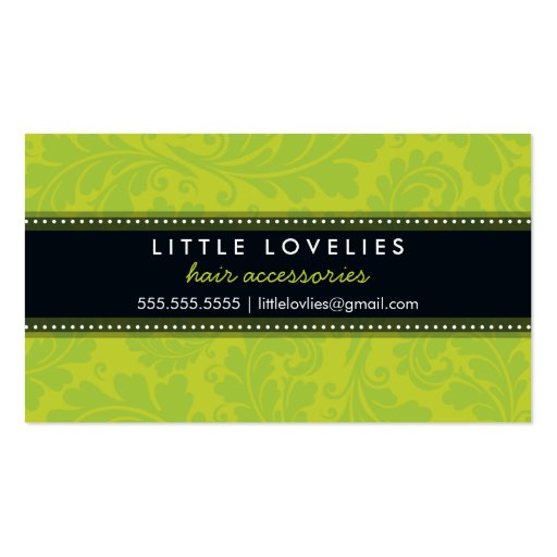 BUSINESS CARD trendy flourish lime green black (front side)