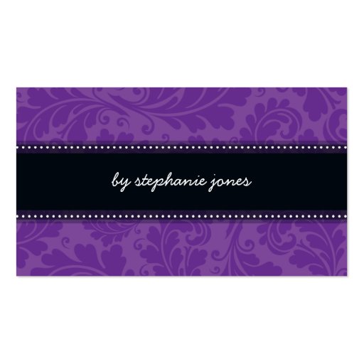 BUSINESS CARD trendy flourish violet purple black (back side)