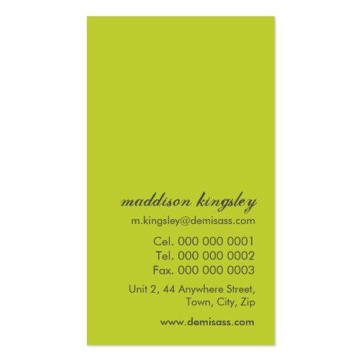 BUSINESS CARD trendy jewelry accessories (back side)
