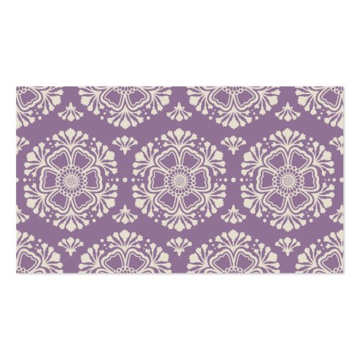 BUSINESS CARD vintage floral pattern purple cream (back side)