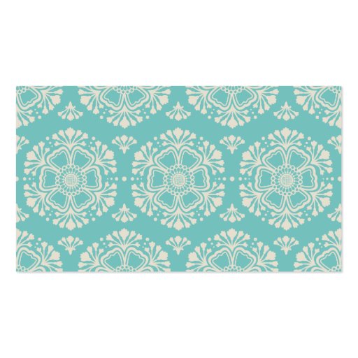 BUSINESS CARD vintage floral pattern turquoise (back side)