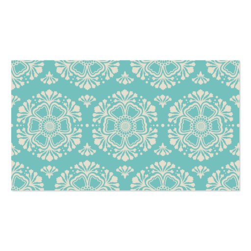BUSINESS CARD vintage floral pattern turquoise (back side)