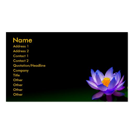 Business card, violet blue lotus (front side)