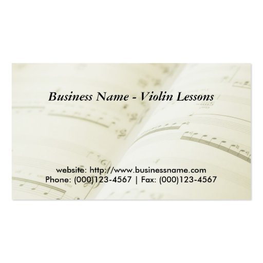 Business Card: Violin Lessons (back side)