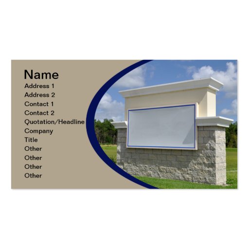 business card with a blank stone sign
