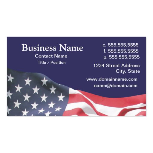 business card with American flag 2 (front side)