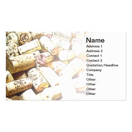 business card with corks abstract