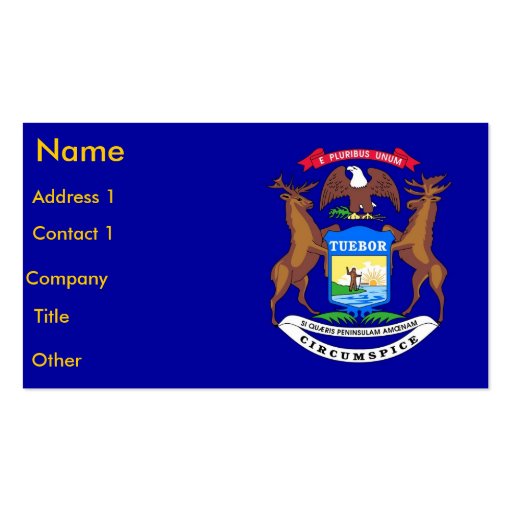 Business Card with Flag of Michigan U.S.A. (front side)