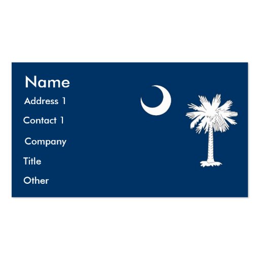 Business Card with Flag of South Carolina U.S.A.