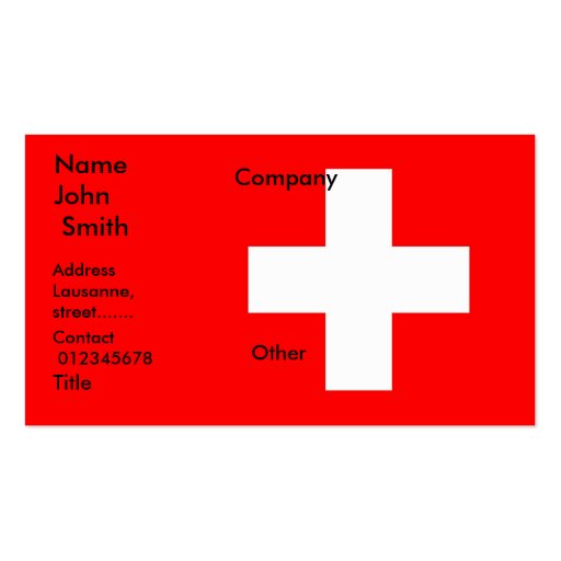 Business Card with Flag of Switzerland (front side)