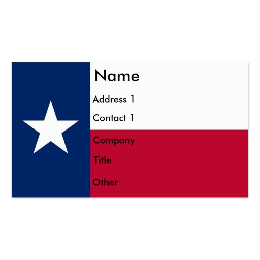 Business Card with Flag of Texas U.S.A. (front side)