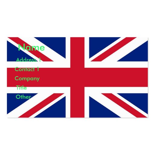 Business Card with Flag of United Kingdom (front side)