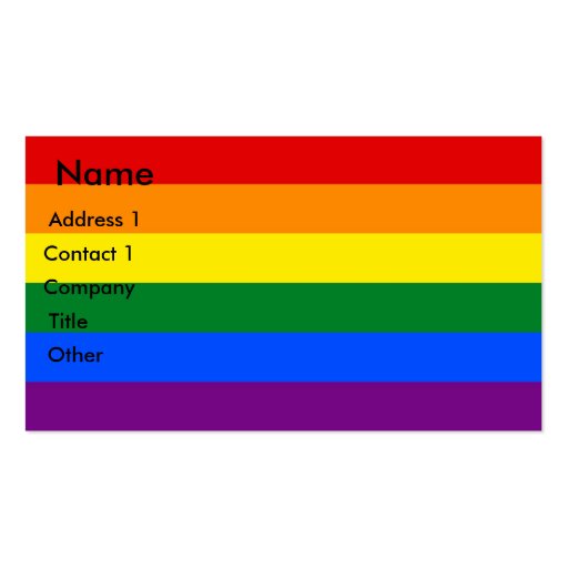 Business Card with LGBT Rainbow Flag (front side)
