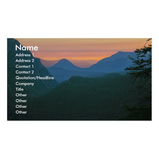 Business card with mountain sunset background (front side)