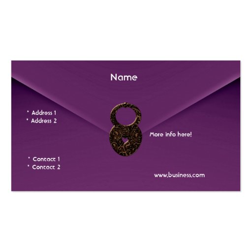 Business Card Zizzago Purple Velvet Envelope (back side)