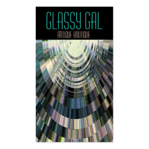 Business Cards Abstract Glassy Gal Disco Ball Blue (front side)