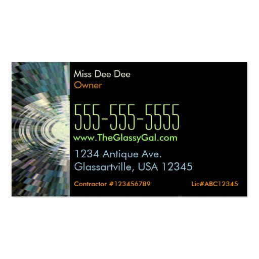 Business Cards Abstract Glassy Gal Disco Ball Blue (back side)