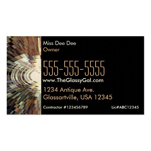 Business Cards Abstract Glassy Gal DiscoBall Brown (back side)