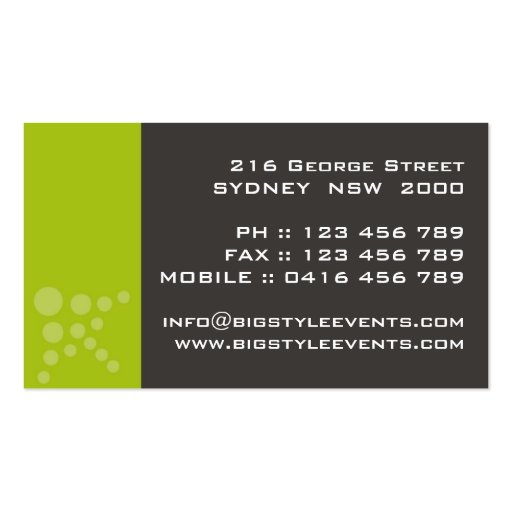 business cards > big style  [lime : charcoal] (back side)