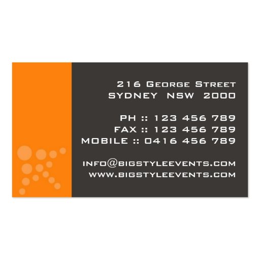 business cards > big style  [orange : charcoal] (back side)