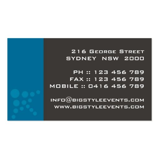 business cards > big style  [teal : charcoal] (back side)