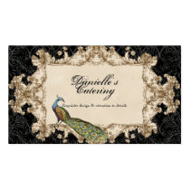 Business Cards - Black Vintage Peacock & Etchings