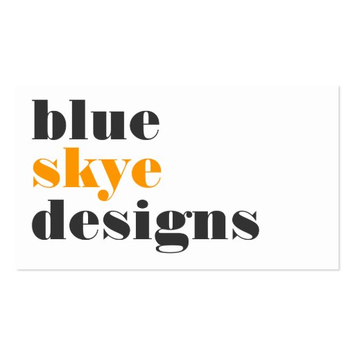 business cards > blue skye  [orange : charcoal] (front side)