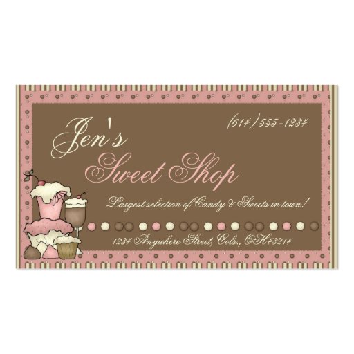 Business Cards :: Candy, Cupcakes & Sweet Shop (front side)