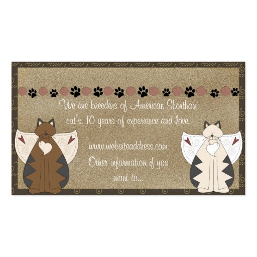 Business Cards :: Country Angel Cat (back side)
