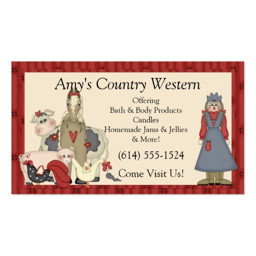 Business Cards :: Country Farm Girl & Animals (front side)