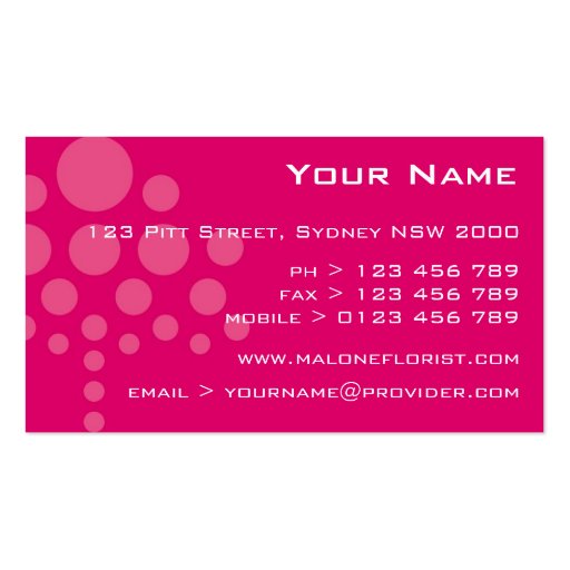 business cards > florist  [pink : orange] (back side)