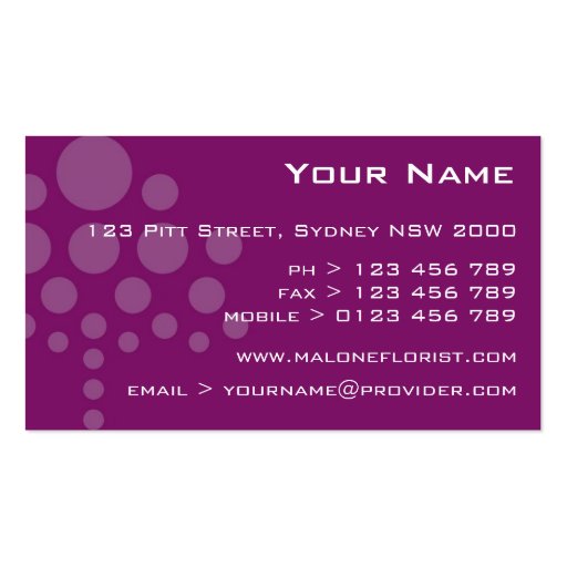 business cards > florist  [purple : pink] (back side)