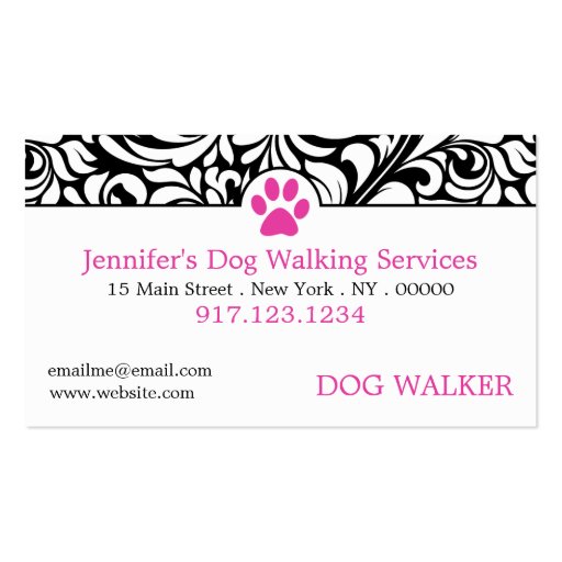 Business Cards For Dog Walkers | Dog Groomer (back side)