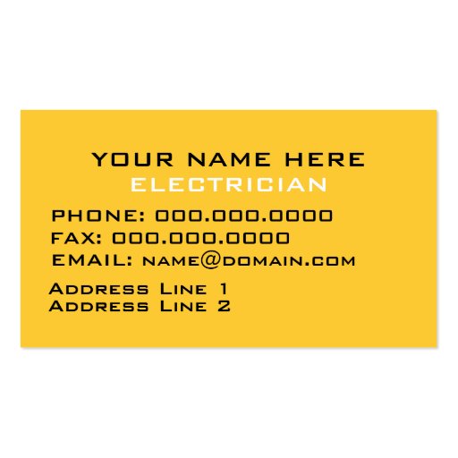 Business Cards For Electricians (back side)