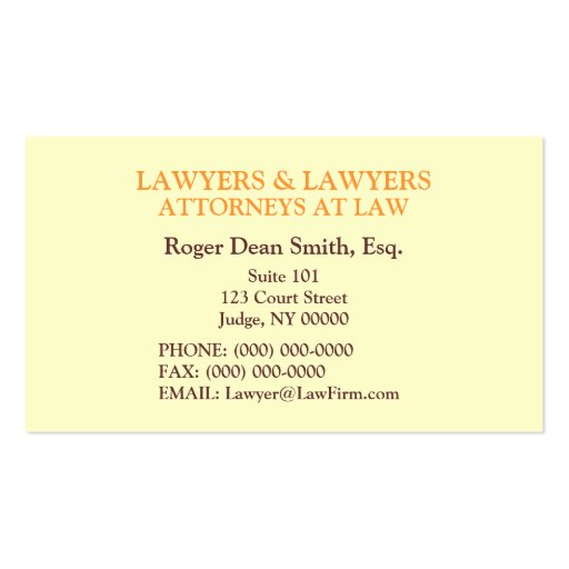 Business Cards For Law Office Attorneys (back side)