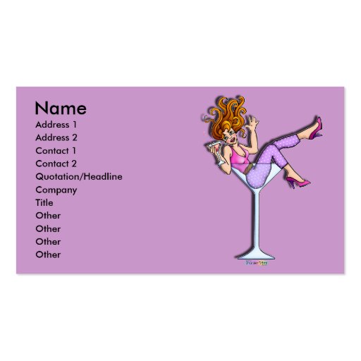 Business Cards - Girl in a Martini, Lil Red (front side)
