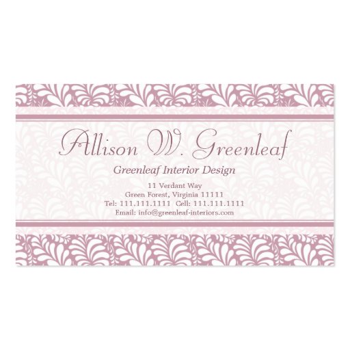 Business Cards Inspired by Arts & Crafts Movement (front side)